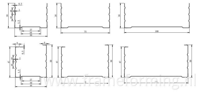 Galvanized steel c channel forming mahcine